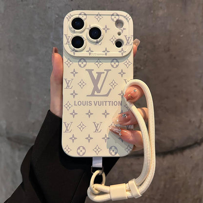 Coque iPhone à motif de relief de luxe avec dragonne détachable