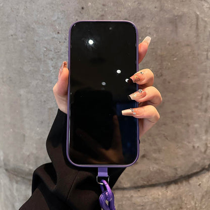 Coque iPhone à motif de relief de luxe avec dragonne détachable