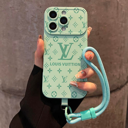Coque iPhone à motif de relief de luxe avec dragonne détachable
