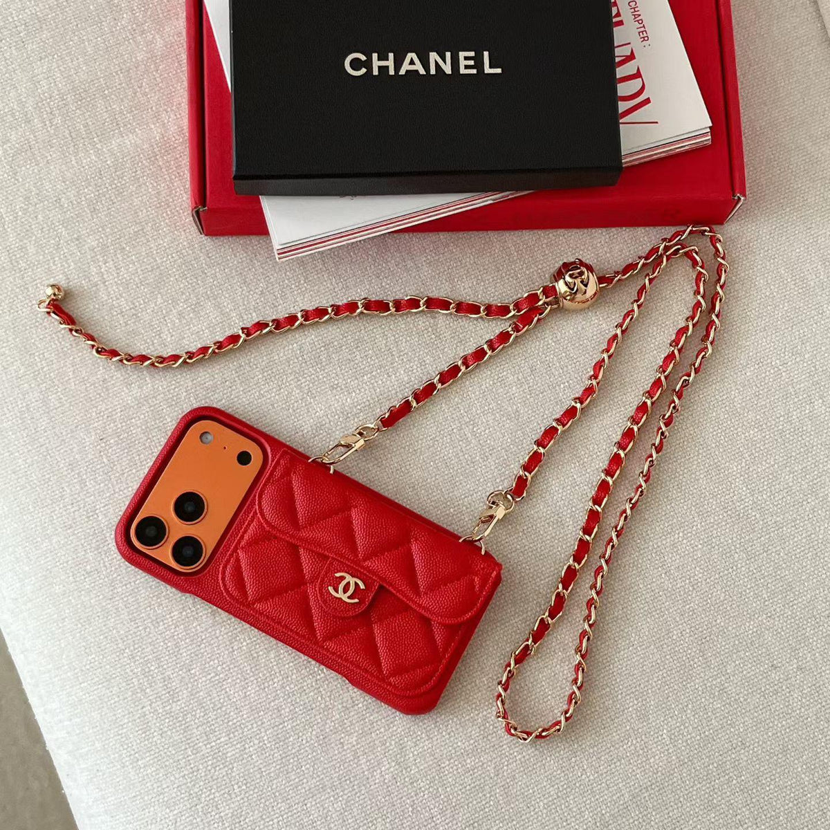 Luksus Wallet iPhone-etui med hånd-/crossbody-kæde