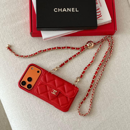 Luksus Wallet iPhone-etui med hånd-/crossbody-kæde