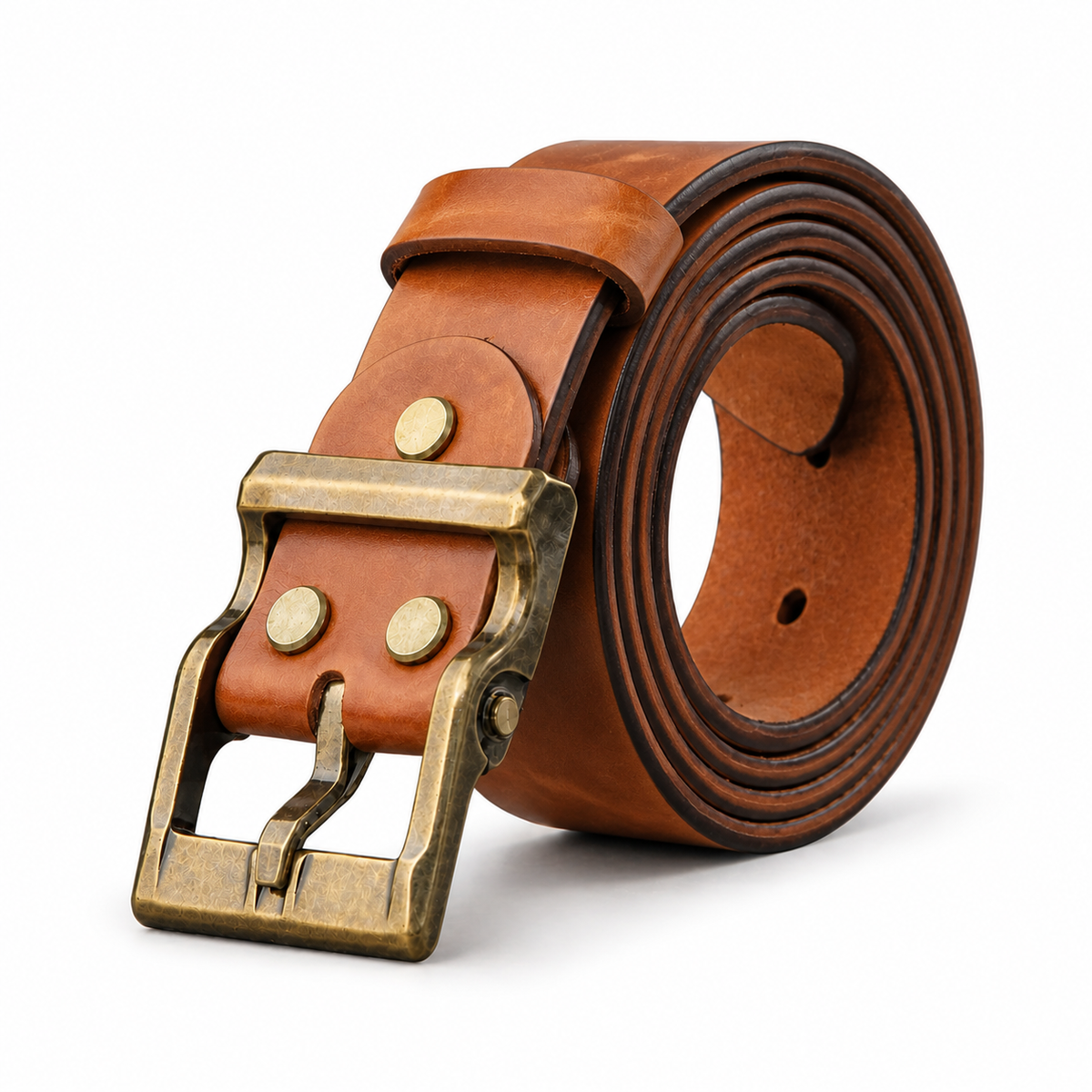 Premium Waxed Genuine Leather Belt | Heritage Brass Buckle