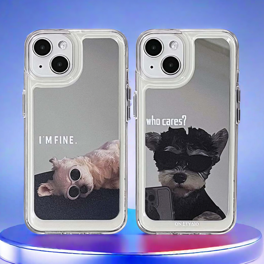 Spiegel iPhone Hülle | Couple Dogs I Am Fine (Kaufe 2 und erhalte 50 % Rabatt auf einen)