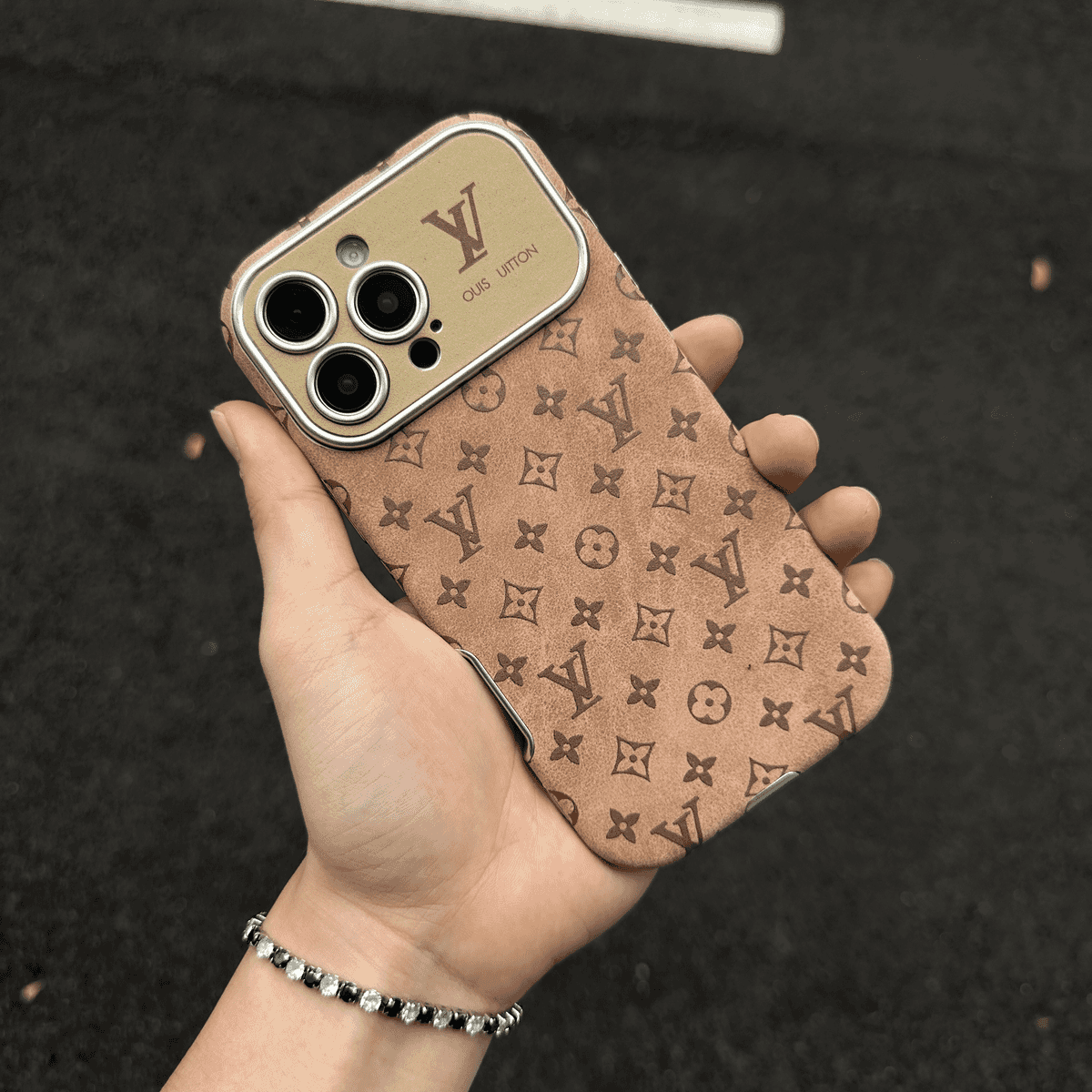 Luksus brun & Sort farvet læder-iPhone-cover