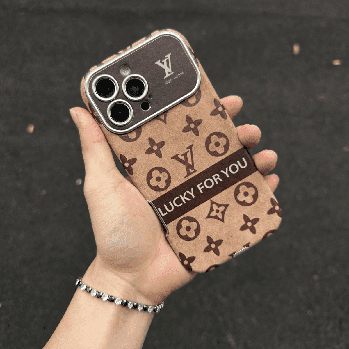 Luksus brun & Sort farvet læder-iPhone-cover
